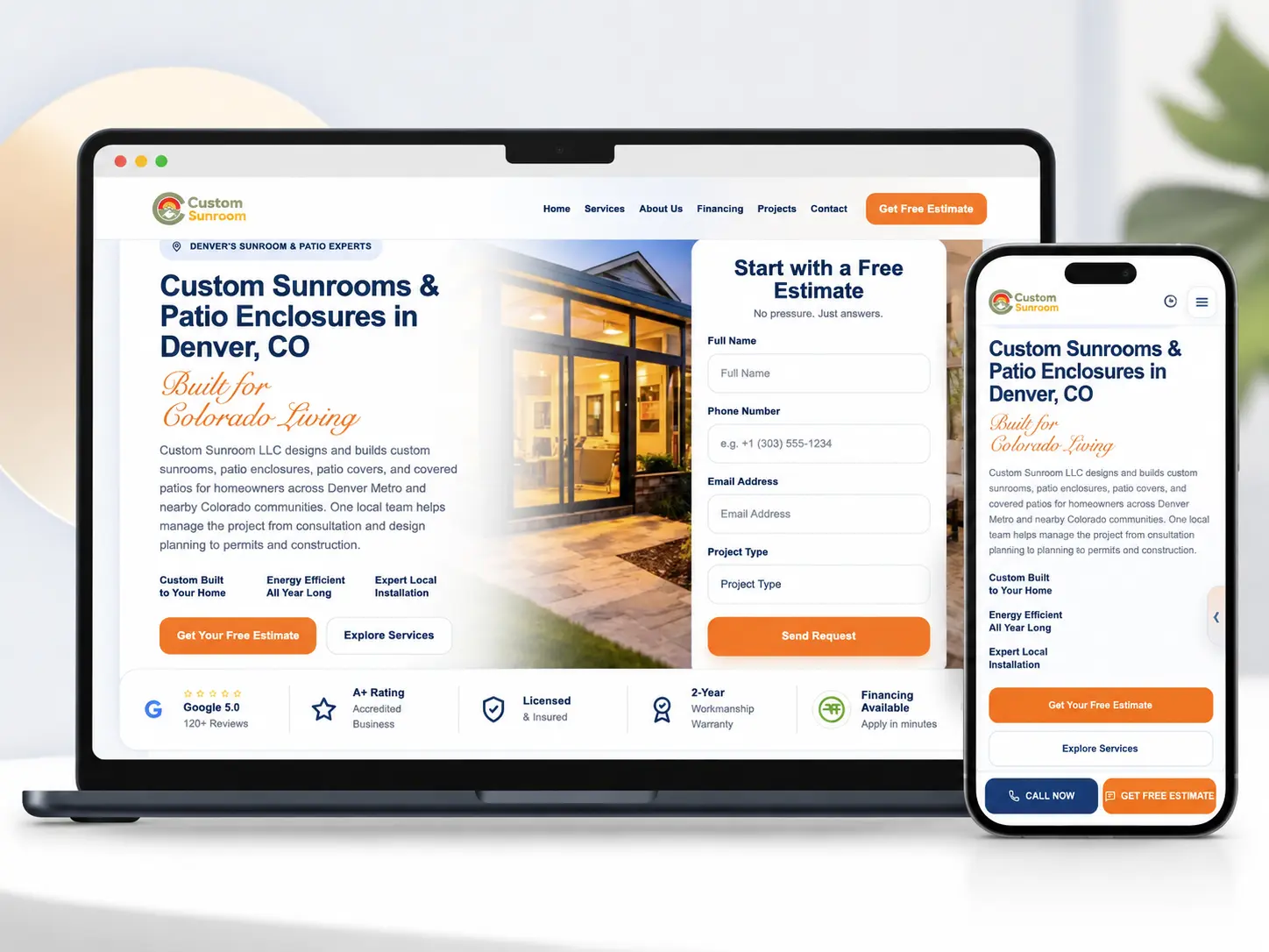 Pразбор of Custom Sunroom LLC website главная