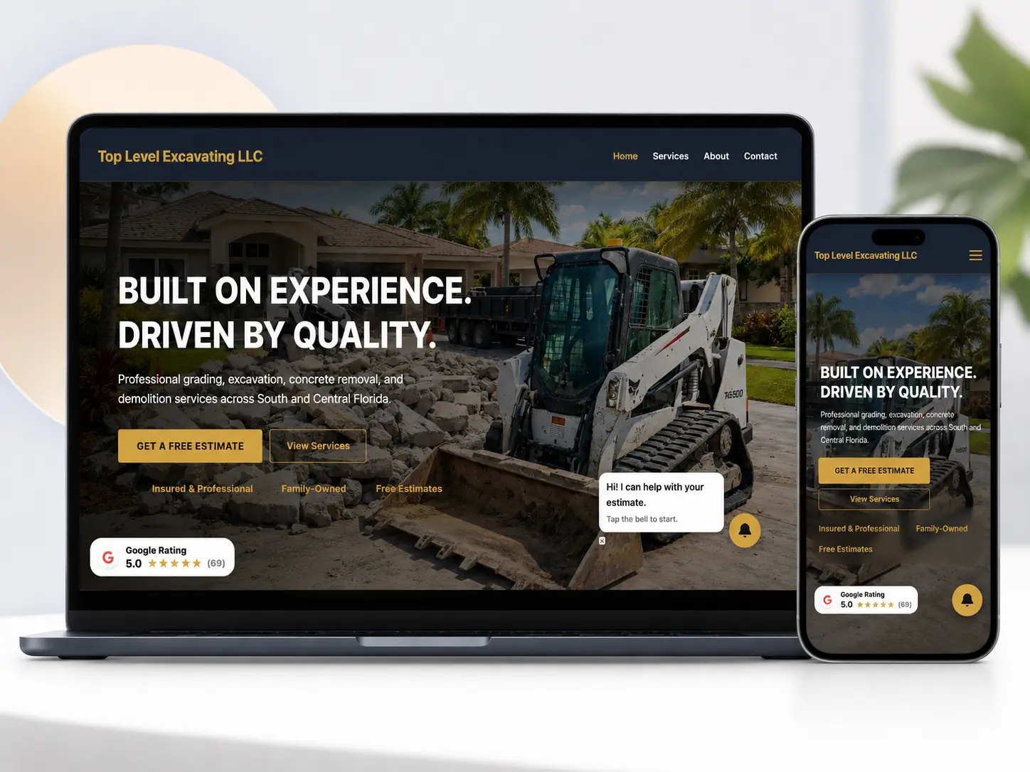 Pразбор of Top Level Excavating website главная